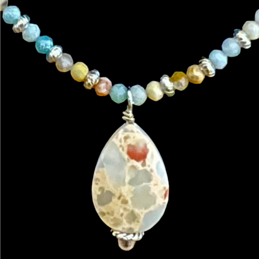 New Gorgeous Amazonite & Shoushan Stone Pendant Choker Necklace
